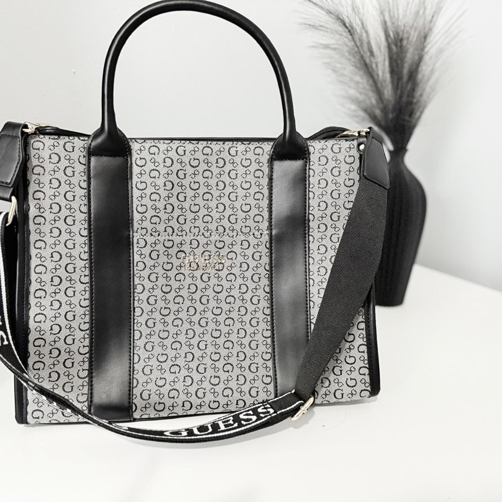GUESS Monogram Black and Gray Tote